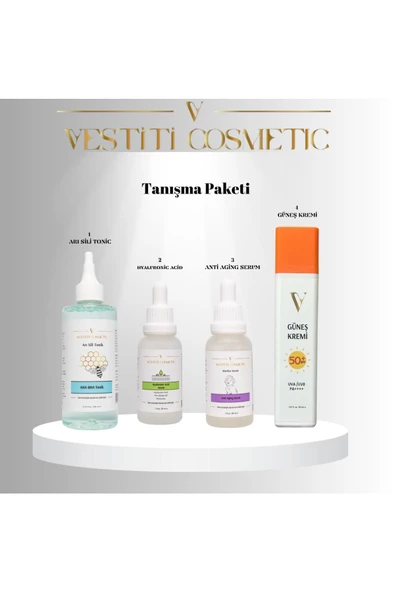 VESTİTİ COSMETİC,Güneş Kremi - Hyaluronic Acid - Anti- Aging Serum - Canlandırıcı Tonik Set ürün görseli 1