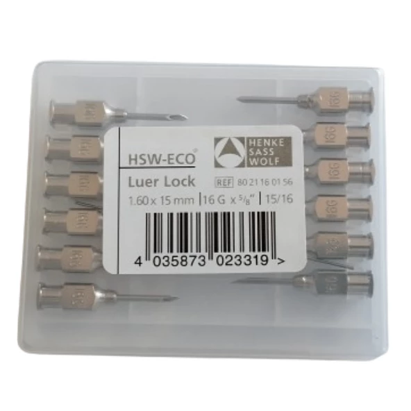 HENKE - ENJEKTÖR İĞNE UCU ÇELİK 16G X 5/8" 1 PAKET (12 ADET) ürün görseli 1