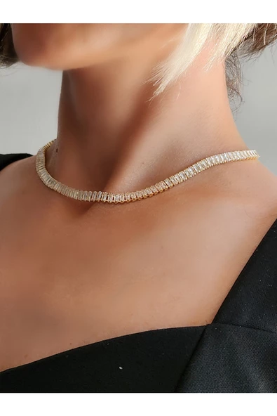 Su Yolu Baget Model Altın Kaplama Gold Renkli Çelik Kolye ürün görseli 1