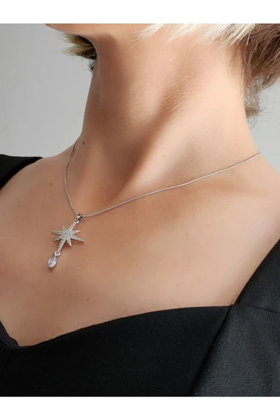Kuzey Kutup Yıldızı Figürlü Silver Gümüş Renkli Kolye ürün görseli 1