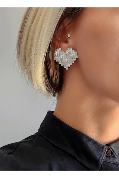 Kalp Model Kristal Taşlı Küpe ürün görseli 1