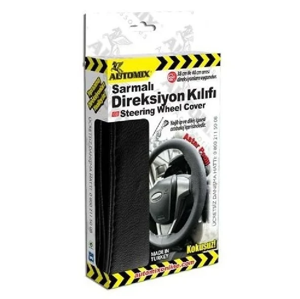 Automix Sarmalı Düz Siyah Direksiyon Kılıfı ürün görseli 1