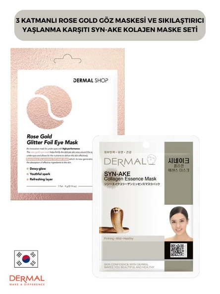 3 Katmanlı Rose Gold Göz Maskesi ve Sıkılaştırıcı Yaşlanma Karşıtı Syn-ake Kolajen Maske Seti ürün görseli 1