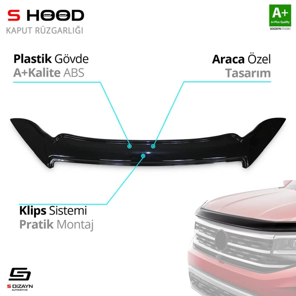 S-Dizayn İsuzu Uyumlu D-Max ABS Plastik Kaput Rüzgarlığı 2012-2017 A+Kalite Parça ürün görseli 1
