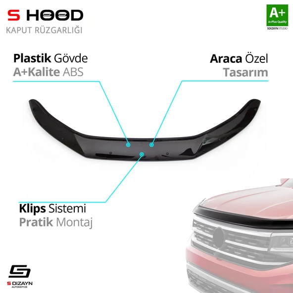 S-Dizayn Nissan Uyumlu Qashqai ABS Plastik Kaput Rüzgarlığı 2016 Üzeri A+Kalite Parça ürün görseli 1