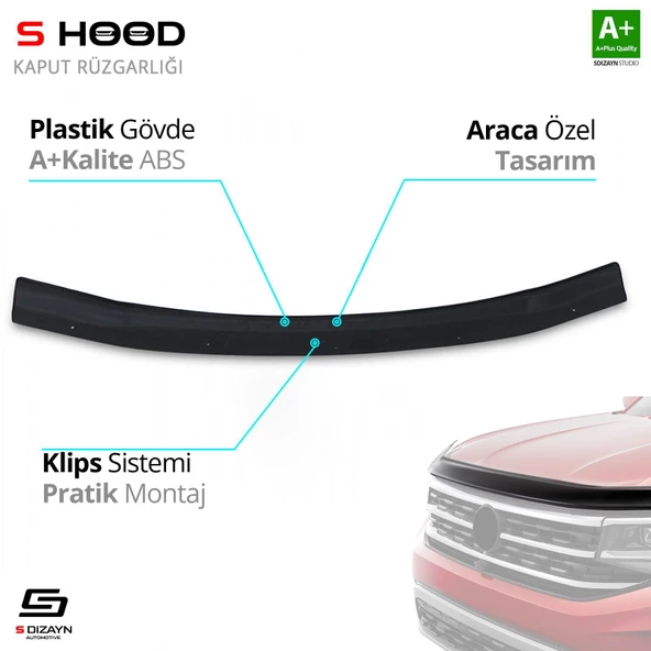 S-Dizayn Mitsubishi Uyumlu Pajero ABS Plastik Kaput Rüzgarlığı 1998-2006 A+Kalite Parça ürün görseli 1