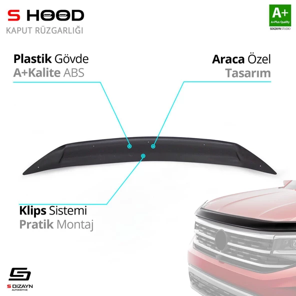 S-Dizayn Kia Uyumlu Sportage ABS Plastik Kaput Rüzgarlığı 2011-2015 A+Kalite Parça ürün görseli 1