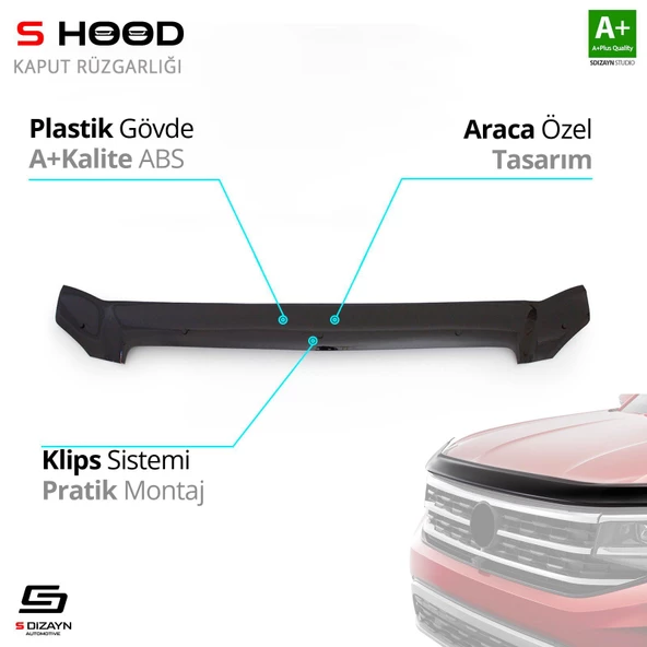 S-Dizayn Mercedes Uyumlu Vito ABS Plastik Kaput Rüzgarlığı 2003-2014 A+Kalite Parça ürün görseli 1