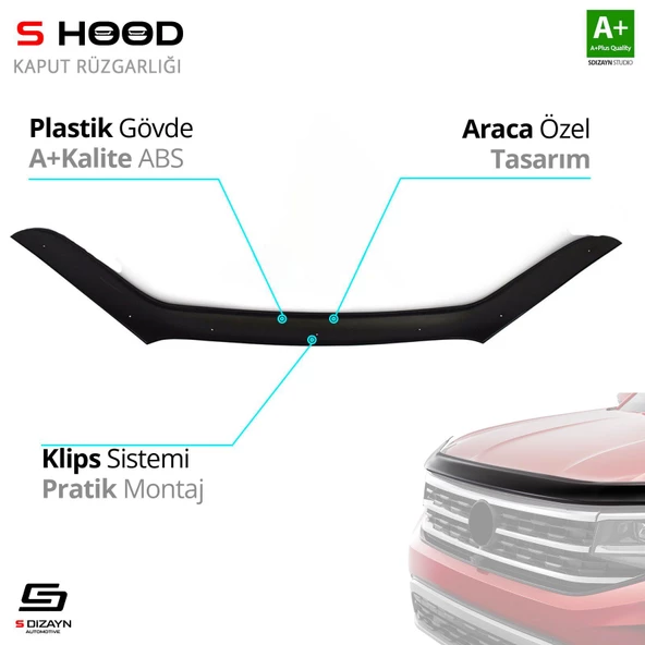 S-Dizayn Kia Uyumlu Sorento ABS Plastik Kaput Rüzgarlığı 2016-2020 A+Kalite Parça ürün görseli 1