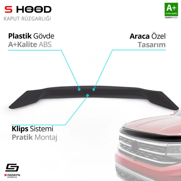 S-Dizayn Kia Uyumlu Ceed ABS Plastik Kaput Rüzgarlığı 2012-2018 A+Kalite Parça ürün görseli 1