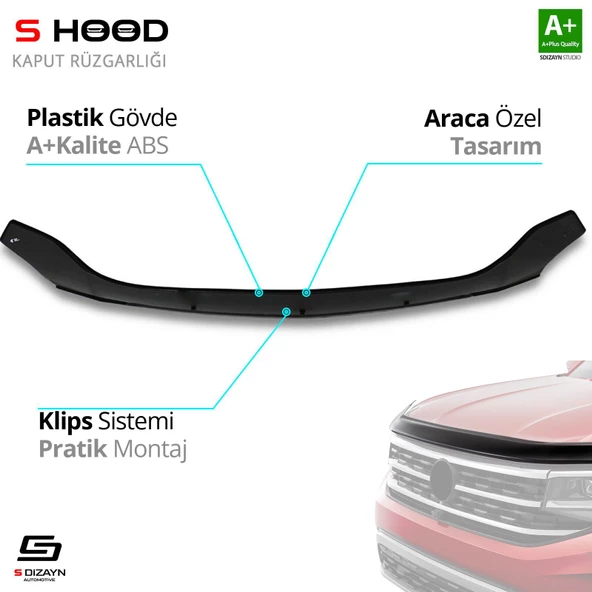 S-Dizayn Kia Uyumlu Sorento ABS Plastik Kaput Rüzgarlığı 2002-2006 A+Kalite Parça ürün görseli 1