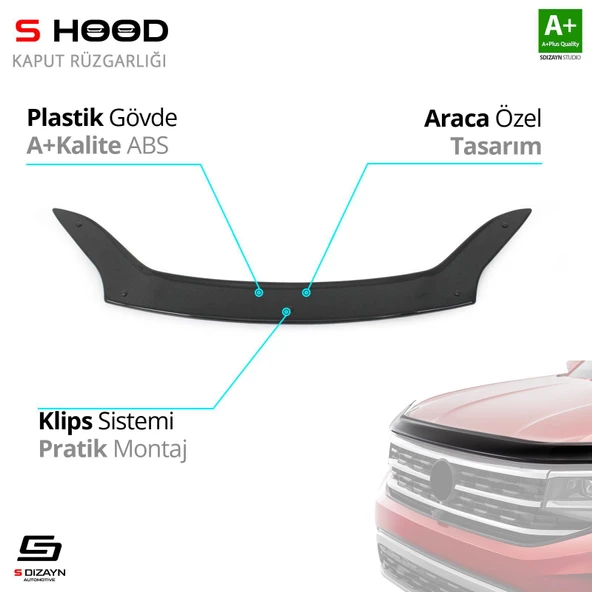 S-Dizayn Kia Uyumlu Sportage ABS Plastik Kaput Rüzgarlığı 2016 Üzeri A+Kalite Parça ürün görseli 1