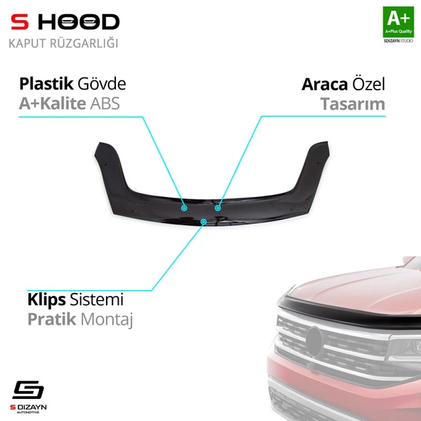 S-Dizayn Peugeot Uyumlu Partner Tepee ABS Plastik Kaput Rüzgarlığı 2009-2015 A+Kalite Parça ürün görseli 1