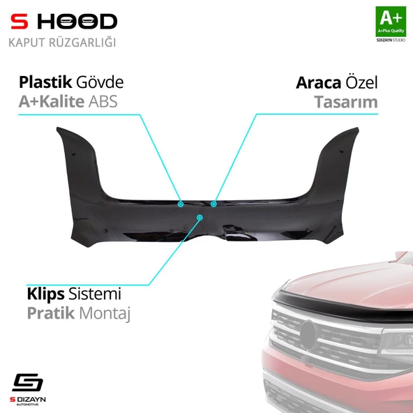 S-Dizayn Opel Uyumlu Combo ABS Plastik Kaput Rüzgarlığı 2011-2017 A+Kalite Parça ürün görseli 1