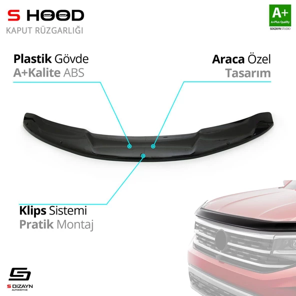 S-Dizayn Nissan Uyumlu X-Trail ABS Plastik Kaput Rüzgarlığı 2014 Üzeri A+Kalite Parça ürün görseli 1