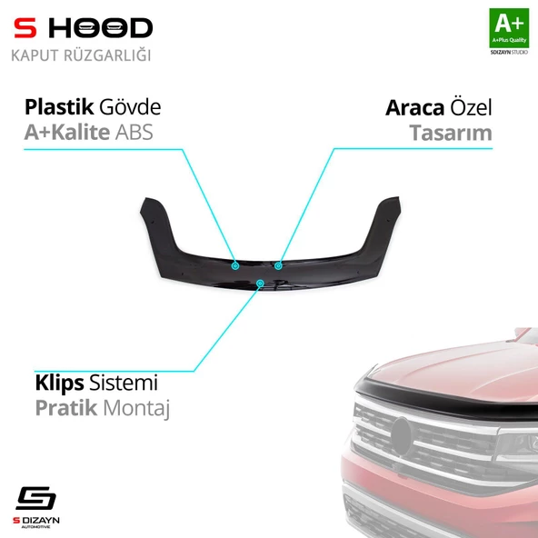 S-Dizayn Peugeot Uyumlu Partner ABS Plastik Kaput Rüzgarlığı 2015-2018 A+Kalite Parça ürün görseli 1