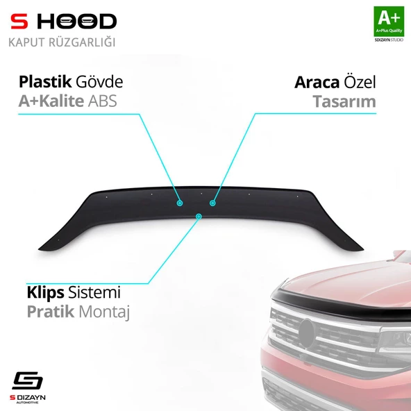 S-Dizayn Opel Uyumlu Movano ABS Plastik Kaput Rüzgarlığı 2010 Üzeri A+Kalite Parça ürün görseli 1