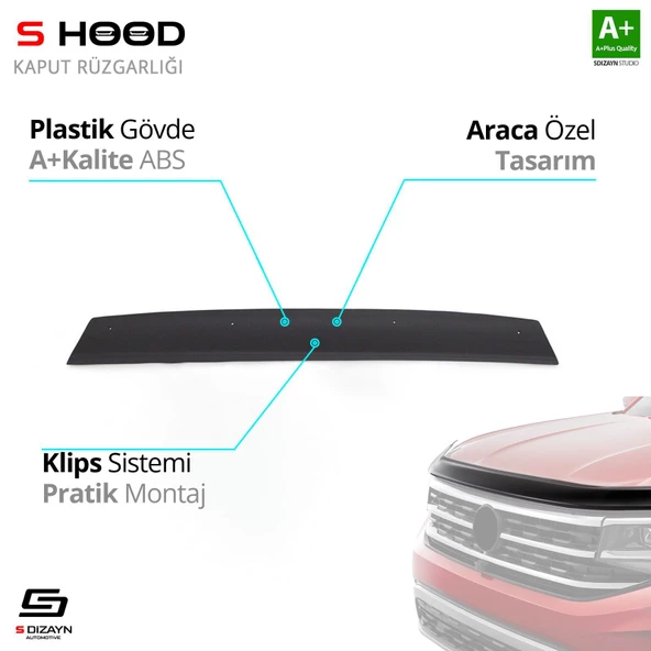 S-Dizayn Opel Uyumlu Vivaro ABS Plastik Kaput Rüzgarlığı 2001-2014 A+Kalite Parça ürün görseli 1
