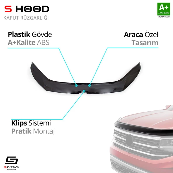 S-Dizayn Volkswagen Uyumlu Caddy ABS Plastik Kaput Rüzgarlığı 2010-2015 A+Kalite Parça ürün görseli 1