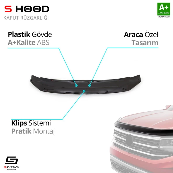 S-Dizayn Volkswagen Uyumlu Amarok ABS Plastik Kaput Rüzgarlığı 2010 Üzeri A+Kalite Parça ürün görseli 1