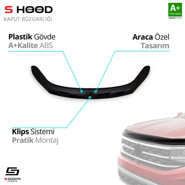 S-Dizayn Volkswagen Uyumlu Tiguan ABS Plastik Kaput Rüzgarlığı 2008-2015 A+Kalite Parça ürün görseli 1