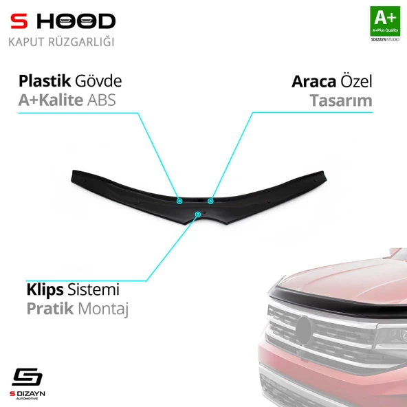 S-Dizayn Toyota Uyumlu Auris ABS Plastik Kaput Rüzgarlığı 2013-2017 A+Kalite Parça ürün görseli 1