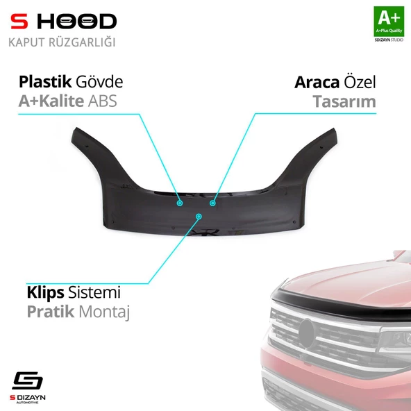 S-Dizayn Peugeot Uyumlu Bipper ABS Plastik Kaput Rüzgarlığı 2008 Üzeri A+Kalite Parça ürün görseli 1