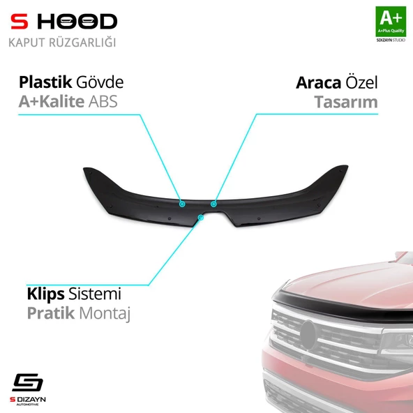 S-Dizayn Renault Uyumlu Traffic ABS Plastik Kaput Rüzgarlığı 2014 Üzeri A+Kalite Parça ürün görseli 1