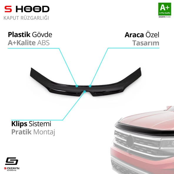 S-Dizayn Renault Uyumlu Clio Symbol ABS Plastik Kaput Rüzgarlığı 2013 Üzeri A+Kalite Parça ürün görseli 1