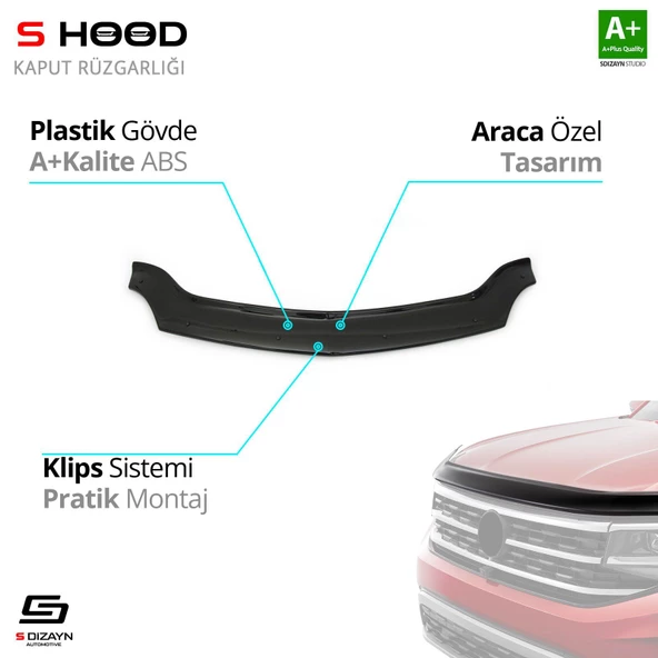S-Dizayn Renault Uyumlu Kangoo ABS Plastik Kaput Rüzgarlığı 2008-2013 A+Kalite Parça ürün görseli 1