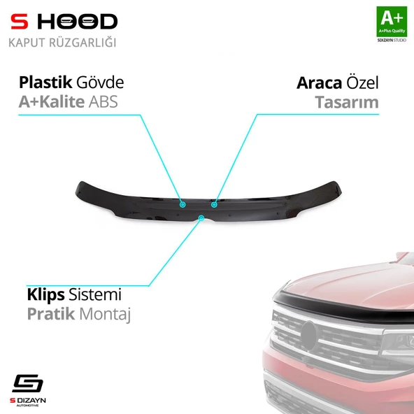 S-Dizayn Volkswagen Uyumlu Transporter T5 ABS Plastik Kaput Rüzgarlığı 2004-2010 A+Kalite Parça ürün görseli 1