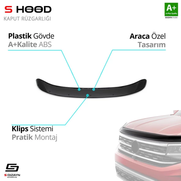 S-Dizayn Peugeot Uyumlu Partner ABS Plastik Kaput Rüzgarlığı 2019 Üzeri A+Kalite Parça ürün görseli 1