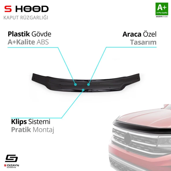 S-Dizayn Volkswagen Uyumlu Caddy ABS Plastik Kaput Rüzgarlığı 2004-2010 A+Kalite Parça ürün görseli 1