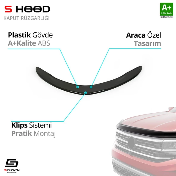 S-Dizayn Toyota Uyumlu Corolla ABS Plastik Kaput Rüzgarlığı 2013-2018 A+Kalite Parça ürün görseli 1