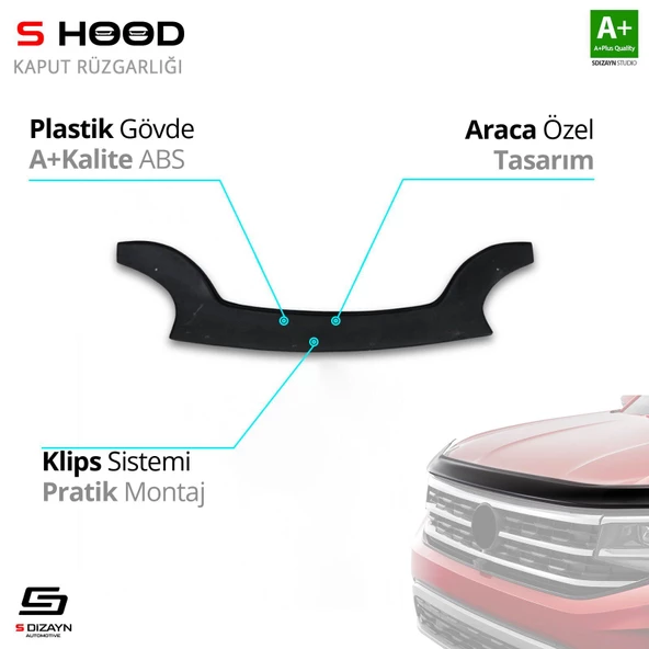 S-Dizayn Renault Uyumlu Kangoo ABS Plastik Kaput Rüzgarlığı 1998-2008 A+Kalite Parça ürün görseli 1