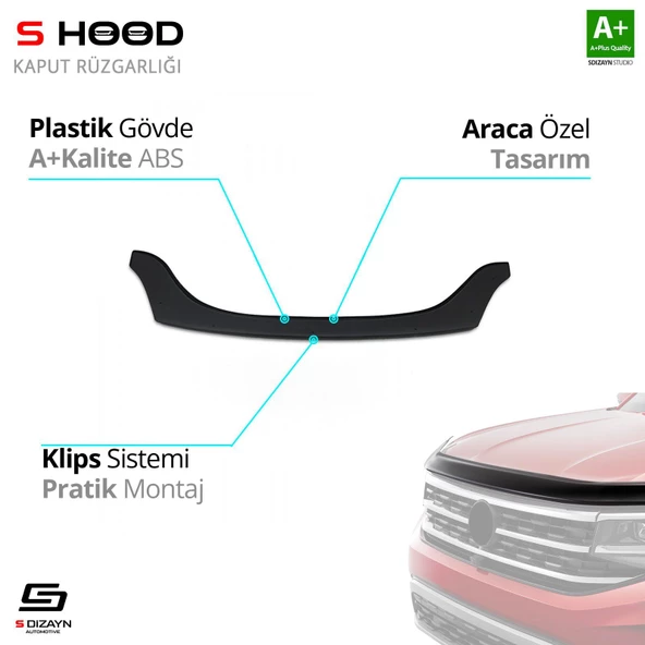 S-Dizayn Renault Uyumlu Clio Symbol ABS Plastik Kaput Rüzgarlığı 2009-2013 A+Kalite Parça ürün görseli 1
