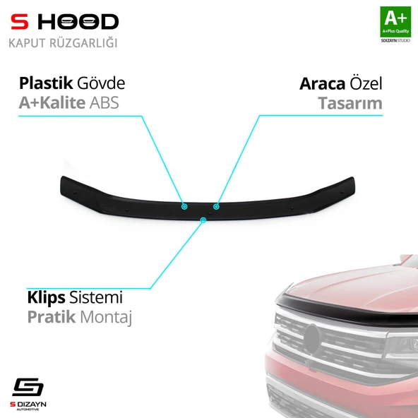 S-Dizayn Volkswagen Uyumlu Passat B8 ABS Plastik Kaput Rüzgarlığı 2015 Üzeri A+Kalite Parça ürün görseli 1