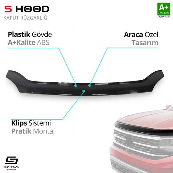 S-Dizayn Gaz Uyumlu Gazelle ABS Plastik Kaput Rüzgarlığı 2013 Üzeri A+Kalite Parça ürün görseli 1