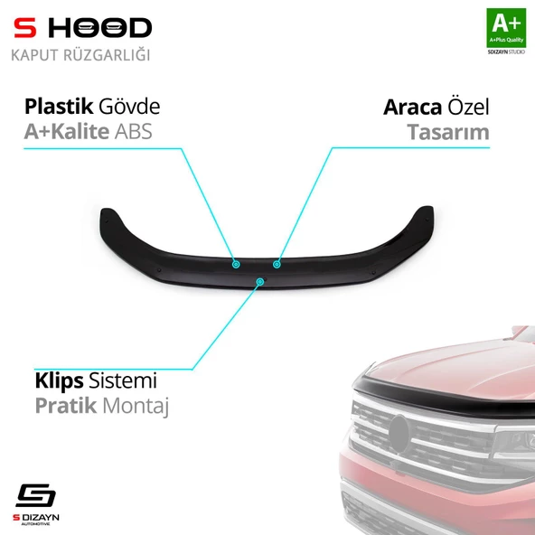S-Dizayn Ssangyong Uyumlu Tivoli ABS Plastik Kaput Rüzgarlığı 2015 Üzeri A+Kalite Parça ürün görseli 1