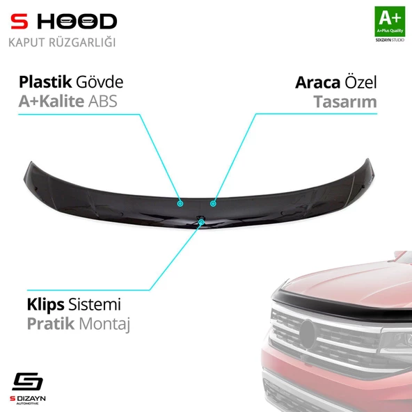 S-Dizayn Fiat Uyumlu Fullback ABS Plastik Kaput Rüzgarlığı 2016 Üzeri A+Kalite Parça ürün görseli 1
