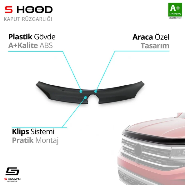 S-Dizayn Renault Uyumlu Megane 3 ABS Plastik Kaput Rüzgarlığı 2009-2016 A+Kalite Parça ürün görseli 1