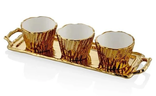 Lamedore Unformed Gold Tepsili Çerezlik Seti 43x13,5x9 Cm 1BXS-107AG ürün görseli 1