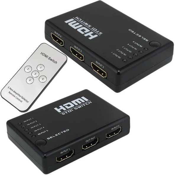 Powermaster PM-8342 5 Giriş 1 Çıkış HDMI 2.0 4K@60Hz Switcher Toplayıcı Kumandalı ürün görseli 1