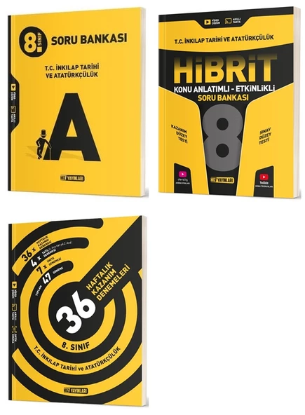 Hız 2025 8. Sınıf İnkılap Tarihi Soru Bankası + Hibrit + 36 Haftalık Deneme Seti 3 Kitap ürün görseli 1