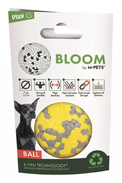 M-PETS BLOOM BALL OYUN TOPU PARÇALANMAZ YELLOW/GRAY ürün görseli 1