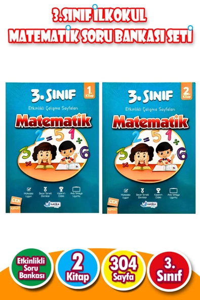 3.Sınıf İlkokul Matematik Soru Bankası Seti - 2 Kitap - 304 Sayfa ürün görseli 1