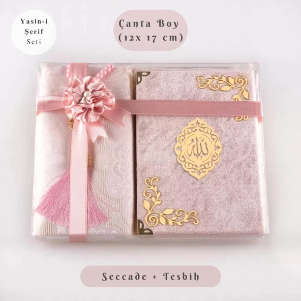 Yasin +  Seccade +  Tesbih Hediye Seti (Çanta Boy, Raşel Cilt, ŞemsLafzatullah, Bebe Pembe) ürün görseli 1