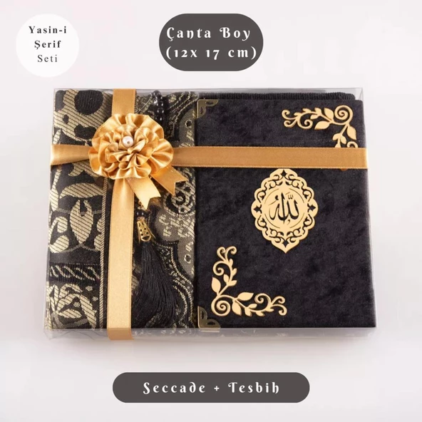 Yasin +  Seccade +  Tesbih Hediye Seti (Çanta Boy, Raşel Cilt, ŞemsLafzatullah, Siyah) ürün görseli 1
