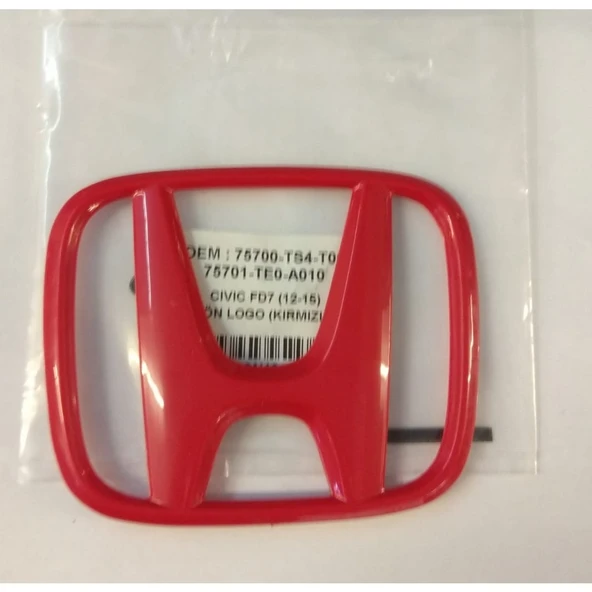 Honda Civic Fb7(12-15) Ön Logo Kırmızı (75700Ts4T00) Tırnaklı ürün görseli 1