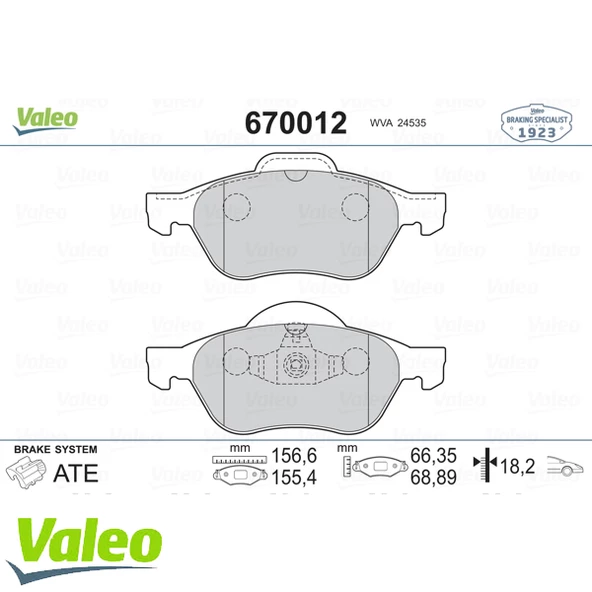 Valeo On Fren Balatası Megane 2 G Scenic 2 Clio 3 ürün görseli 1